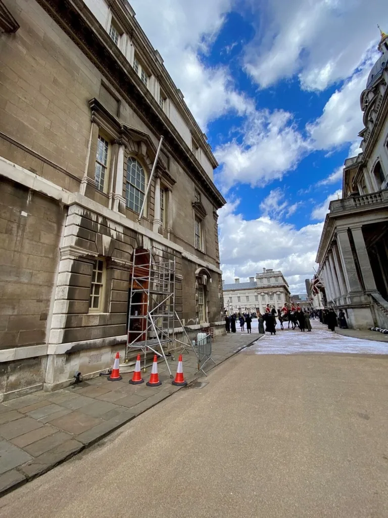 An External Shot Of The Old Royal Naval College With Scaffolding Placed Against The Side Of The Building