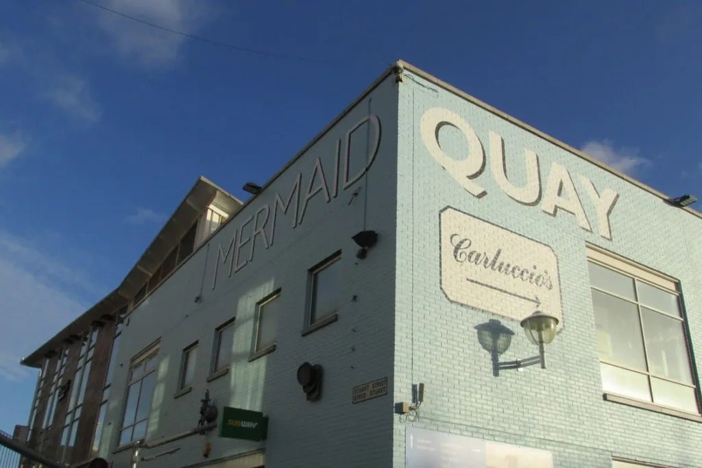 The Exterior Of The Mermaid Quay Dining And Leisure Destination In Cardiff Bay