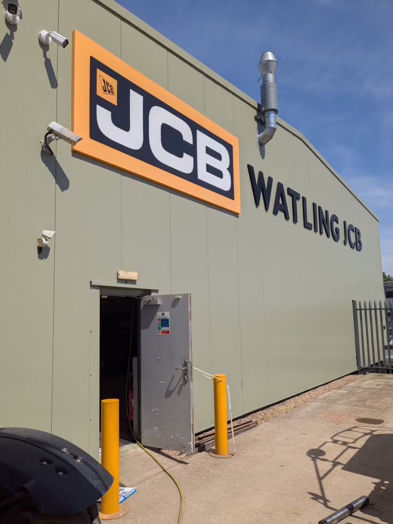 JCB logo on building exterior